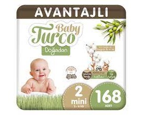 Baby Turco Doğadan Avantajlı Bebek Bezi 2 Numara Mini 168 Adet